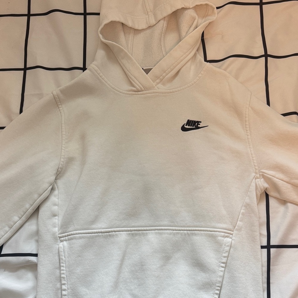 Nike Kids White Hoodie with Black Logo